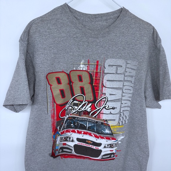 Gray Dale Earnhardt Jr Graphic T Shirt Medium NASCAR Racing National Guard #88 - Picture 3 of 7
